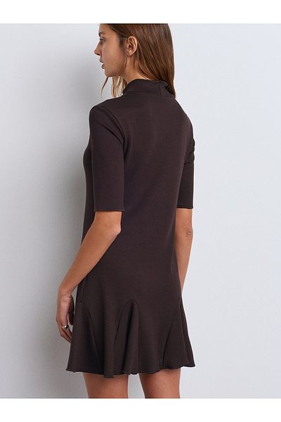 Dilvin 91334 Godeli Short Dress-Dark Brown