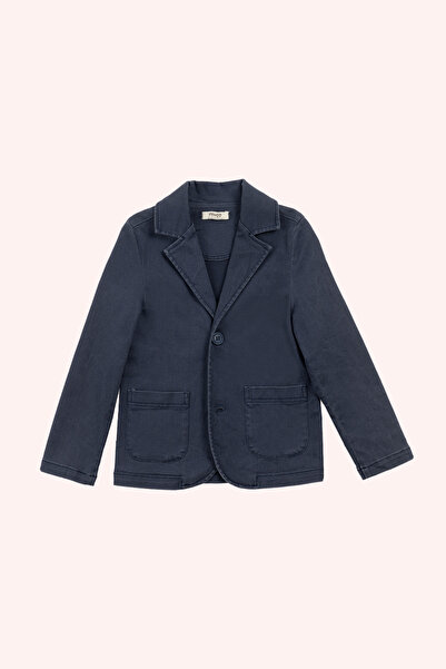 Panço Boy's Navy Blue Buttoned Jacket