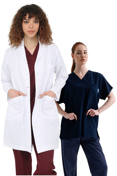 Cartellini مريلة بيضاء وبلوزة موحدة باللون الأزرق الداكن - حزمة من قطعتين على شكل ثلج