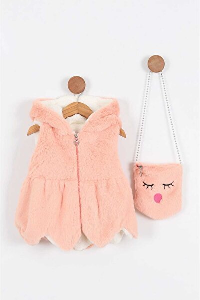 MÇ FAMİLY STORe Girl's Plush Coat Fur Vest Suit 2-Piece West Suit with Wallet