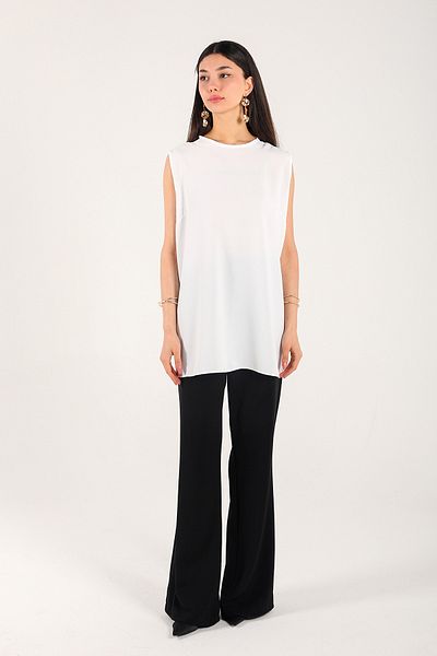 Melike Tatar Ekru Crepe Lingerie Tunic 32-4007
