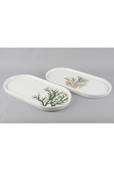 Mikasa Moor Set of 2 Oval Serving Plates 32X16Cm