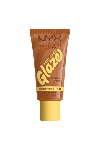 NYX Professional Makeup Buttermelt Glaze Soft Glow Skin Tint + SPF/FPS 30,12h Wear, Chai Butta