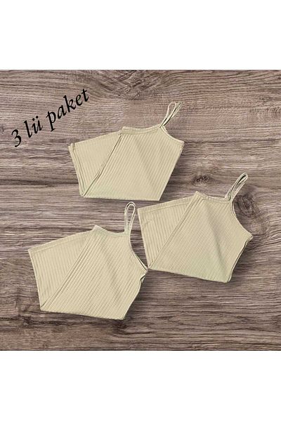 ESTA STORE Cream Report Viscose Combed Cotton 3 Pack String Strap Undershirt