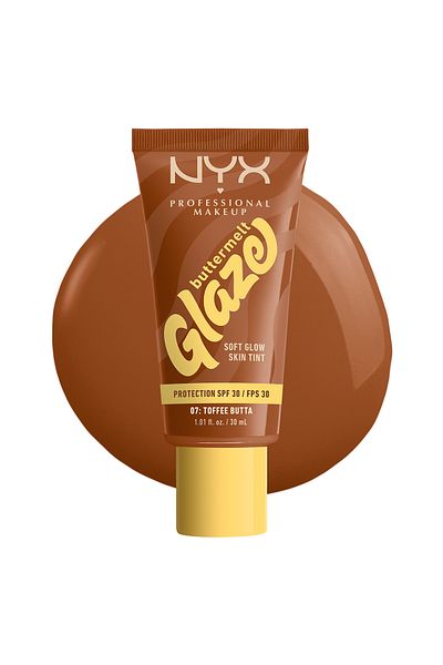 NYX Professional Makeup Buttermelt Glaze Soft Glow Skin Tint + SPF/FPS 30,12h Wear, Toffee Butta