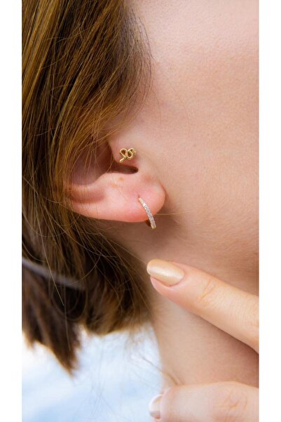 Tufanlar Kuyumculuk Taşlı Halka Küpe Çap 1.1 Cm