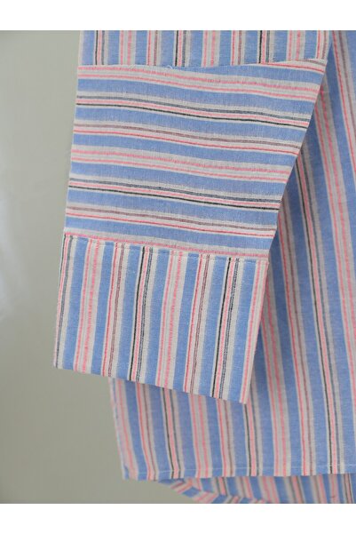 Modamorfo Cămașă oversize în relief cu dungi albastre