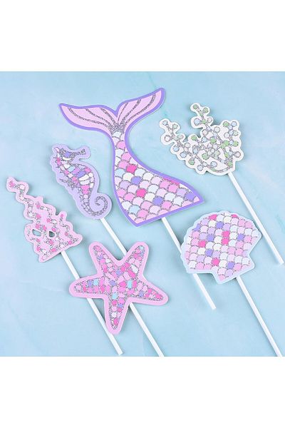 Laviyosa Mermaid Cake Decoration, Mermaid Cake Decoration with Glitter, Mermaid Cake Ornament