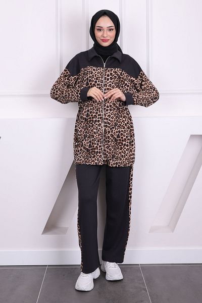 İmajButik Smoked Waist Drawstring Modal Tunic Pants Suit