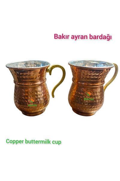 SAFİR ÇAY KAZANLARI 6 Pieces Set Ottoman Culture Water Cup - Copper Ayran Cup, Tinned Copper Cup Hand Embroidered