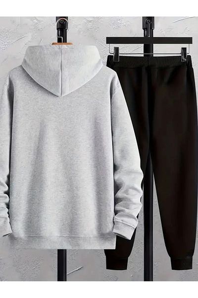 LAND MODA Унисекс черен анцуг с качулка