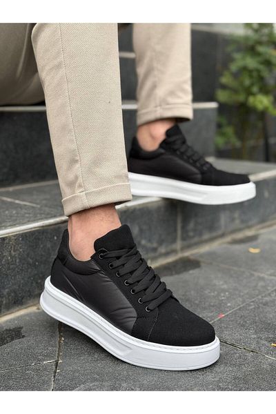 BOA Kb-046 Black Parachute White High Sole Casual Sneakers
