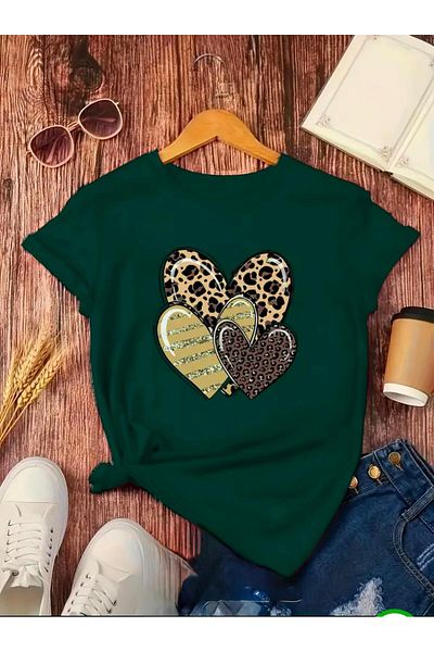 Medinenur ΒΑΣΙΚΟ T-SHIRT ΜΕ ΣΤΑΥΡΩΜΕΝΕΣ ΚΑΡΔΙΕΣ