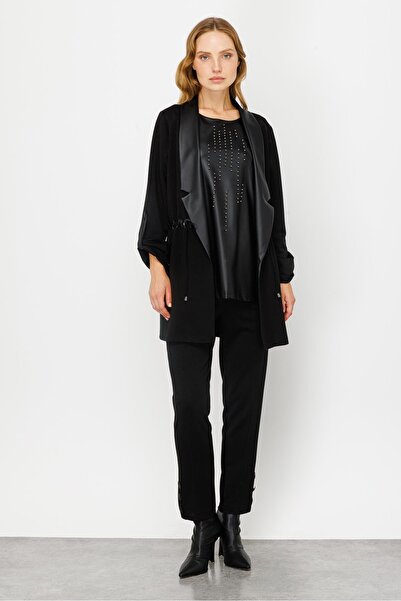 Moda İlgi Modailgi Beli Büzgülü Örme İkili Tunik Siyah