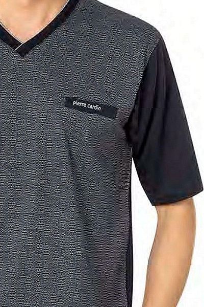 Pierre Cardin 6089 Ανδρικό κοντομάνικο 3 τεμαχίων ζακάρ πιτζάμες-μπλε
