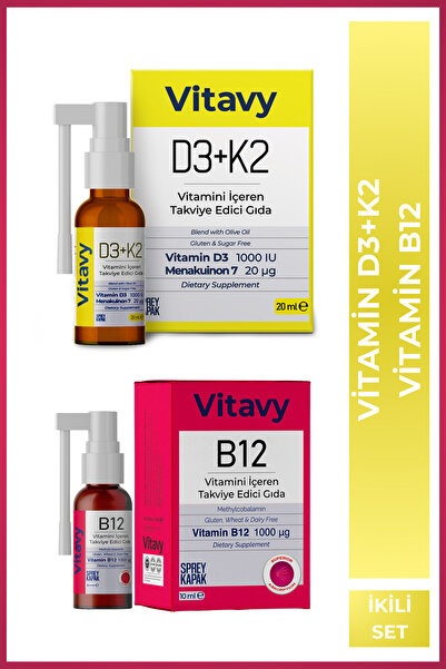 Vitavy D3k2 Vitamini Sprey 20 ml (1000 IU, 20 MCG) & Methylcobalamin B12 Vita...