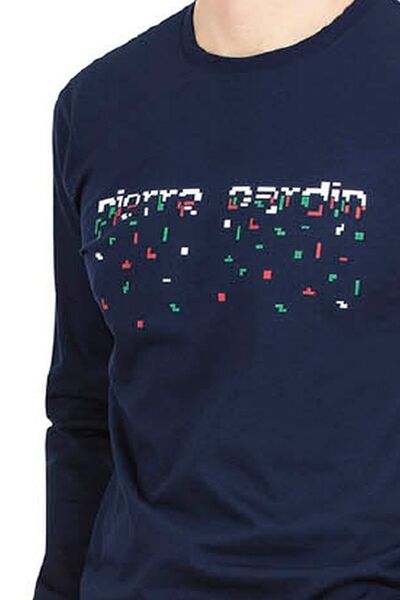 Pierre Cardin 6028 Чоловічий комплект піжами з довгим рукавом темно-синій