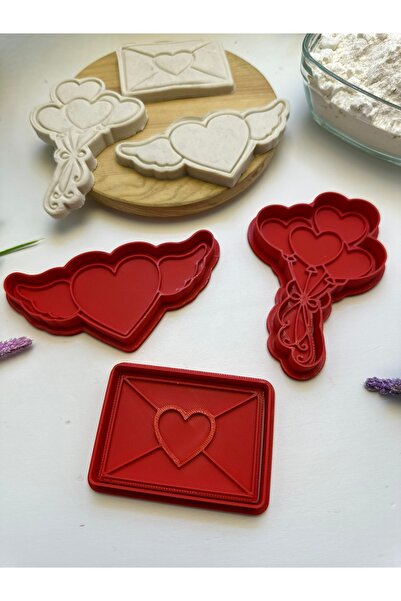 Butik 3D Printing 3-Piece "Love" Heart Shaped Cookie Mold Set 2