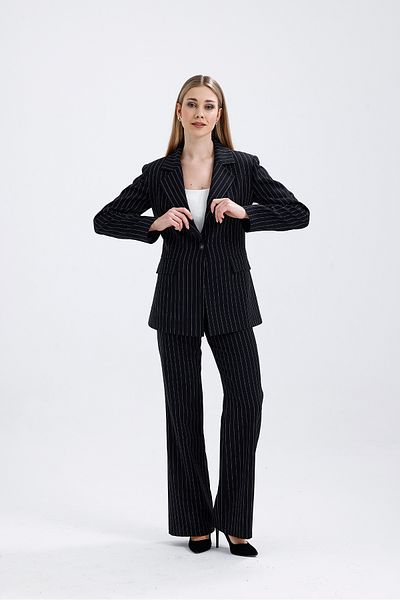 Abay Women's Striped Lined Blazer Jacket Pants Set