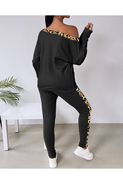 kiyemi Γυναικείο μακρυμάνικο Leopard Detail Viscose Σετ δύο κλωστών