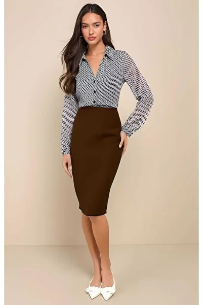 CNG MODA Oversize Office Elegance Scuba Fabric Pencil Skirt