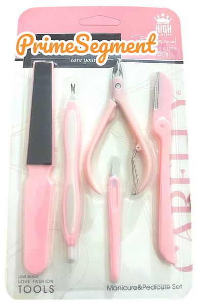PrimeSegment Personal Manicure Pedicure Grooming Kit - 5 Pieces Nail Clippers & Rasp