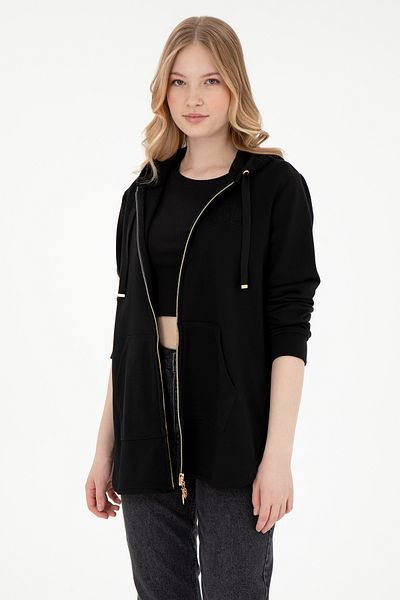 U.S. Polo Assn. Hanorac negru cu glugă pentru femei 50289545 -vr046