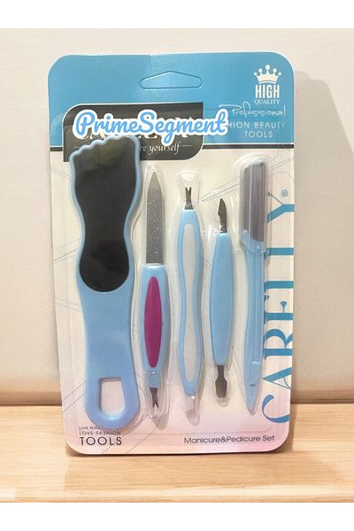 PrimeSegment Personal Manicure Pedicure Grooming Kit - 5 Pieces Nail Clippers & Rasp