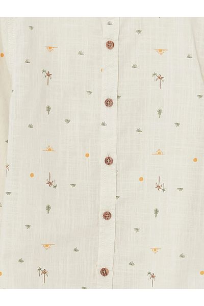 LC Waikiki Lcw Kids Ecru Judge Collar Printed Boy's Shirt