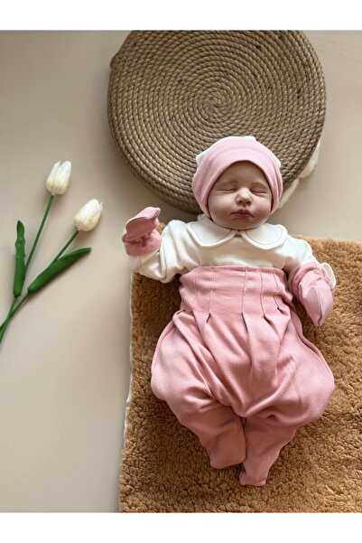 Mama Miel Baby مجموعة إصدار مستشفى Dusty Rose (جسم، بنطلون، قبعة، قفازات)