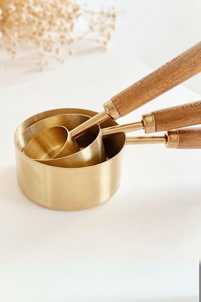 Meturas Pinterest 3-Piece Wooden Handle Metal Measuring Spoon Set - 15 ml |   60ml |   125ml