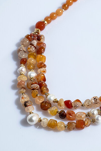 Limosse Jewelry Serenity Natural Stone Necklace with Agate and Pearl Details