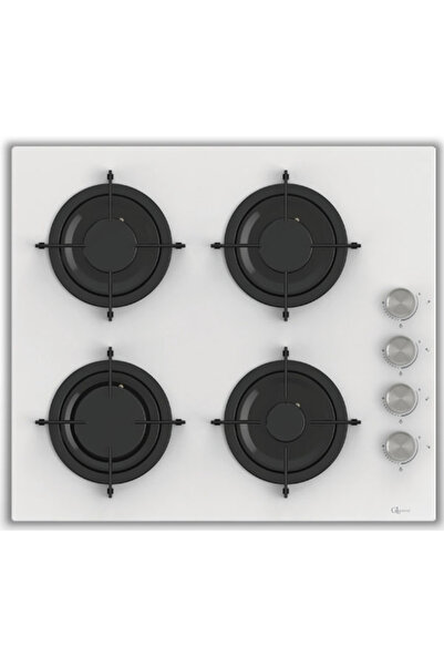 GL GENERAL Bask 60 Cm 4 Göz Beyaz Cam Ankastre Ocak Emaye