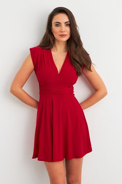 Cool & Sexy Rochie mini cu piept dublu burgundy - Detaliu umăr căptușit, ELT3678