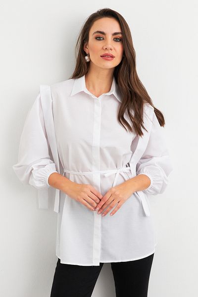 Cool & Modest Weißes Basic-Shirt – Bindedetail, Damen, MASF185