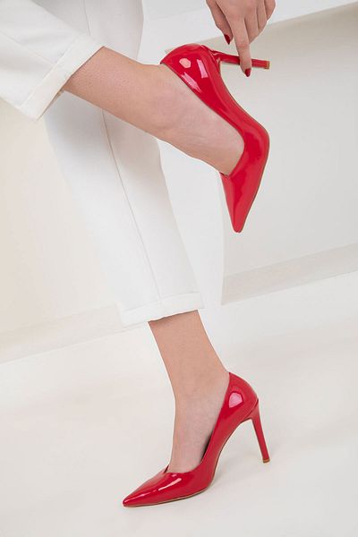 SOHO Klassische Damenschuhe mit Absatz aus rotem Lackleder und echtem Leder 20176