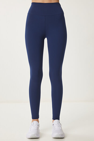 Happiness İstanbul Women's Navy Blue High Waist Knitted Sports Leggings Vx00002