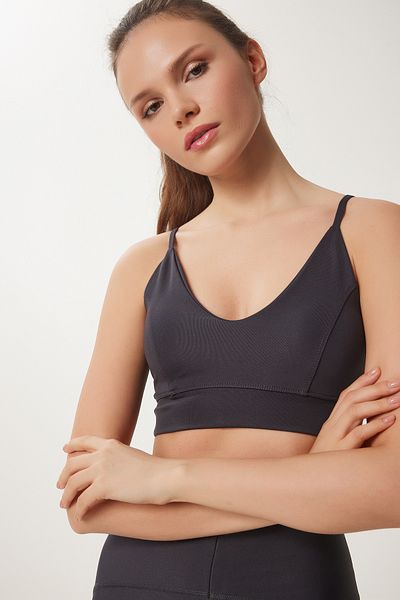 Happiness İstanbul Smoked Color Women's Knitted Sports Bra - Model Vx00008 with Supported Shaping Straps