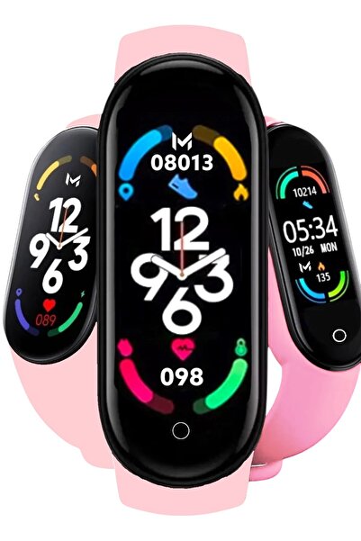 MATEO Pembe M7 Akıllı Bileklik iOS & Android Uyumlu Kalp Atış Uyku Takibi Blu...