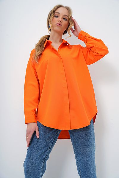 Trend Alaçatı Stili Női narancssárga Oversize hosszú szőtt ing ALC-X6828