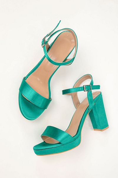SOHO Klassische Damenschuhe mit Absatz aus grünem Satin – 20173
