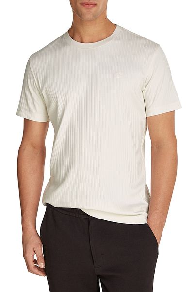 Calvin Klein Pánské žebrované strečové tričko s výstřihem – J30J 326149 Ybi