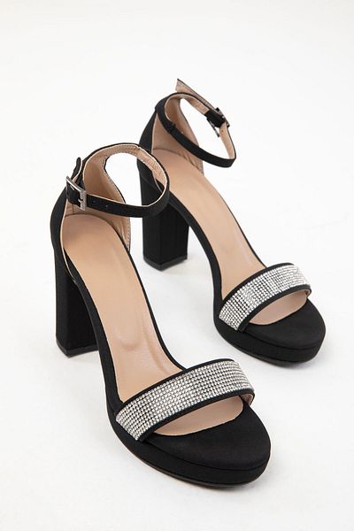 SOHO Klassische Damenschuhe mit Absatz aus schwarzem, mattem Satin 20172