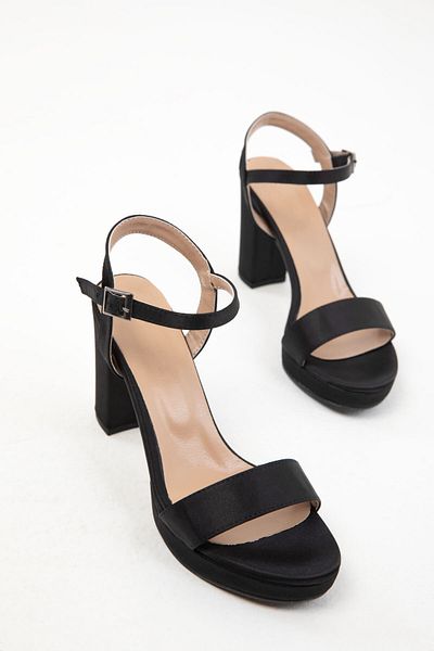 SOHO Schwarzer Satin – klassische Damenschuhe mit Absatz 20173