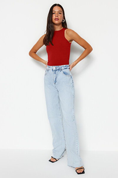 Trendyol Collection Stretchy Red Cotton Halter Neck Undershirt - Body-Sitting, Twoss23Al00069