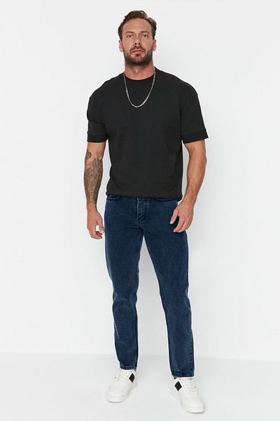 Trendyol Collection Sötétkék 100% pamut Essential Fit Jeans farmer nadrág TMNAW23JE00104