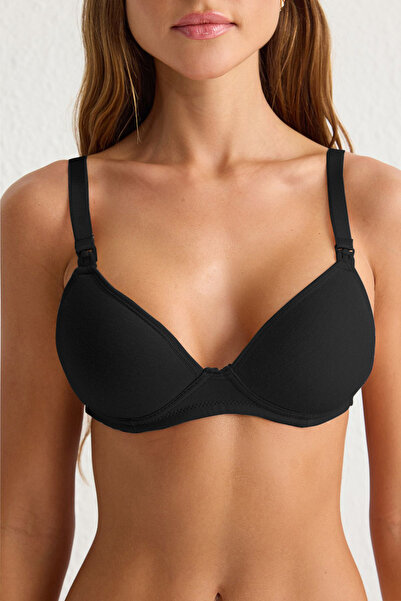 Trendyol Collection Single Jersey Underwire Black T-Shirt Bra - Fixed Cap Thmss25Su00012
