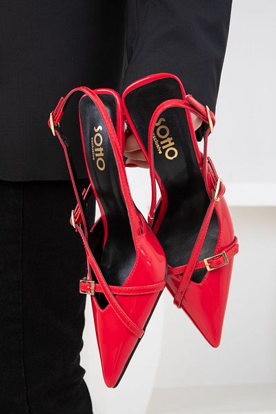 SOHO Rote Lackleder Damenschuhe mit klassischem Absatz 18857