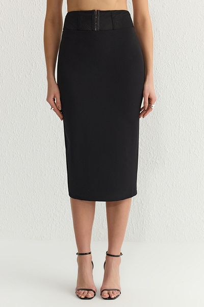 Trendyol Collection Чорна прозора корсетна спідниця з детально витканим корсетом TPRSS25ET00002