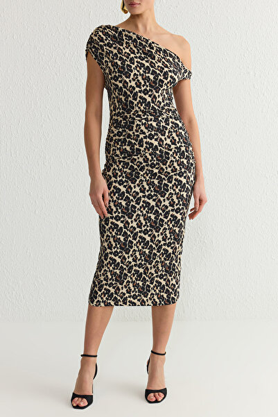 Trendyol Collection Többszínű leopárdmintás midi ruha TPRSS25EL00117